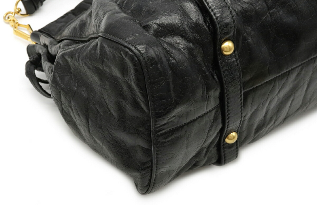 🌺🩷 Miu Miu Shoulder Bag Leather Black🌲🍀 🤎🌆