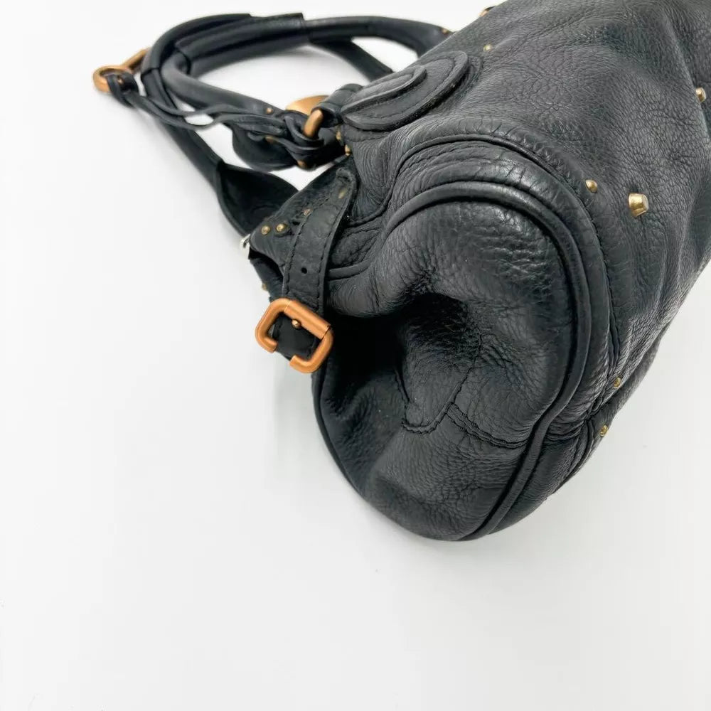 🌺🩷 Authentic Chloe Paddington Medium Black Padlock Hand Bag Tote Bag Very good✨🔥 🤎🌆