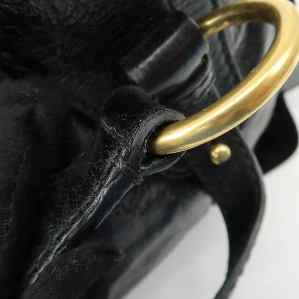 🌺🩷 Authentic MIU MIU Logo Leather Tote Bag Shoulder Bag Black🩷🍒 🤎🌆