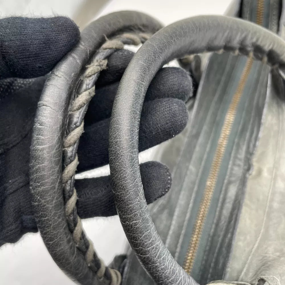 🌺🩷 Balenciaga 2way Handbag City Bag Dark Gray Leather 115748 Shoulder bag Authentic🪻🍃 🤎🌆