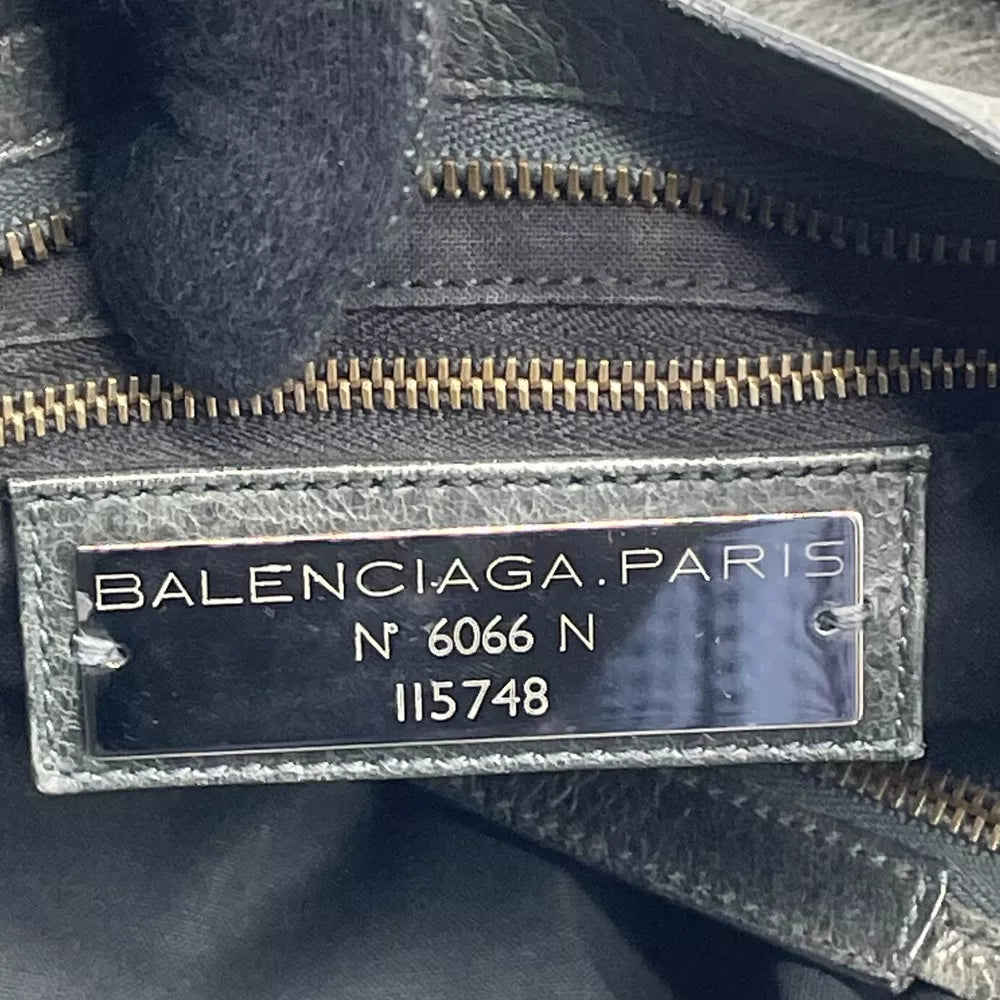 🌺🩷 Balenciaga 2way Handbag City Bag Dark Gray Leather 115748 Shoulder bag Authentic🪻🍃 🤎🌆