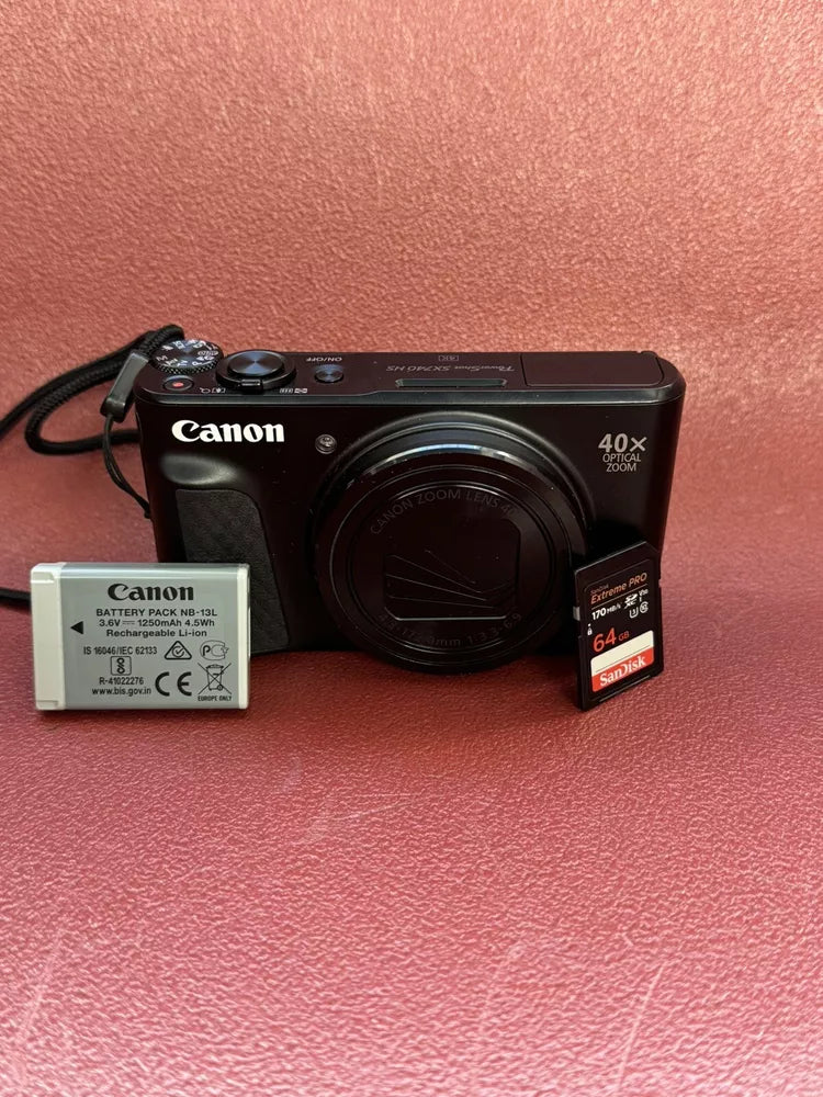 🌺🩷 Canon PowerShot SX740 HS Compact Digital Camera Black 64GB Memory Card🍂✨ 🤎🌆