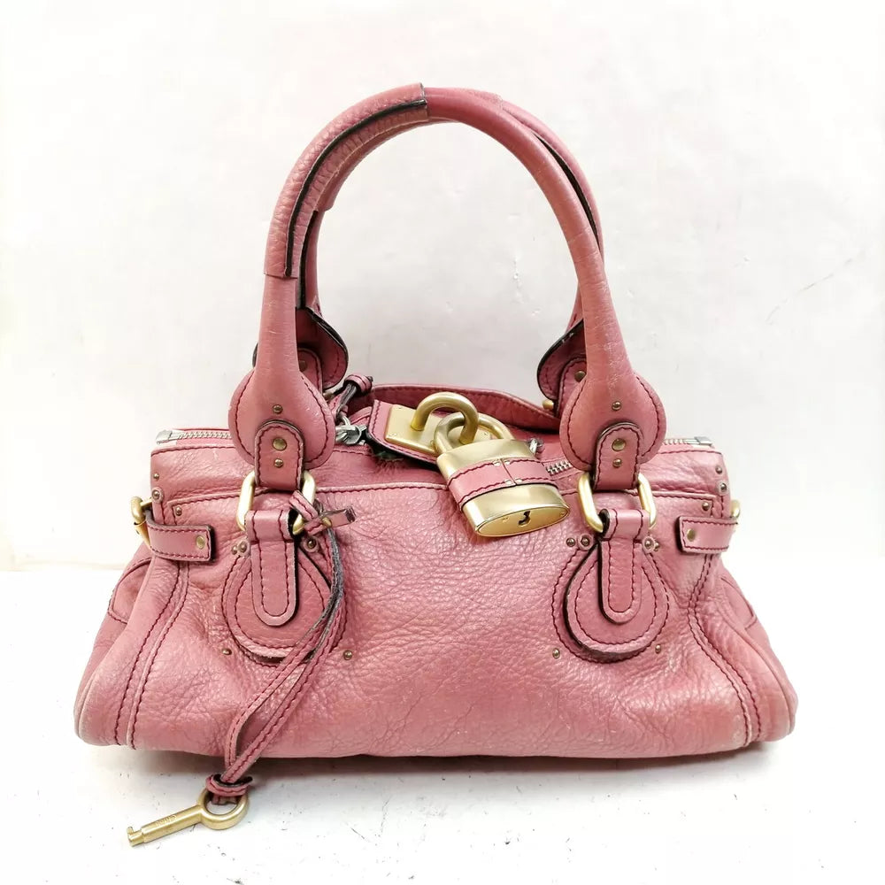 🌺🩷 Chloe Hand Bag Pink Leather🖤🍫 🤎🌆
