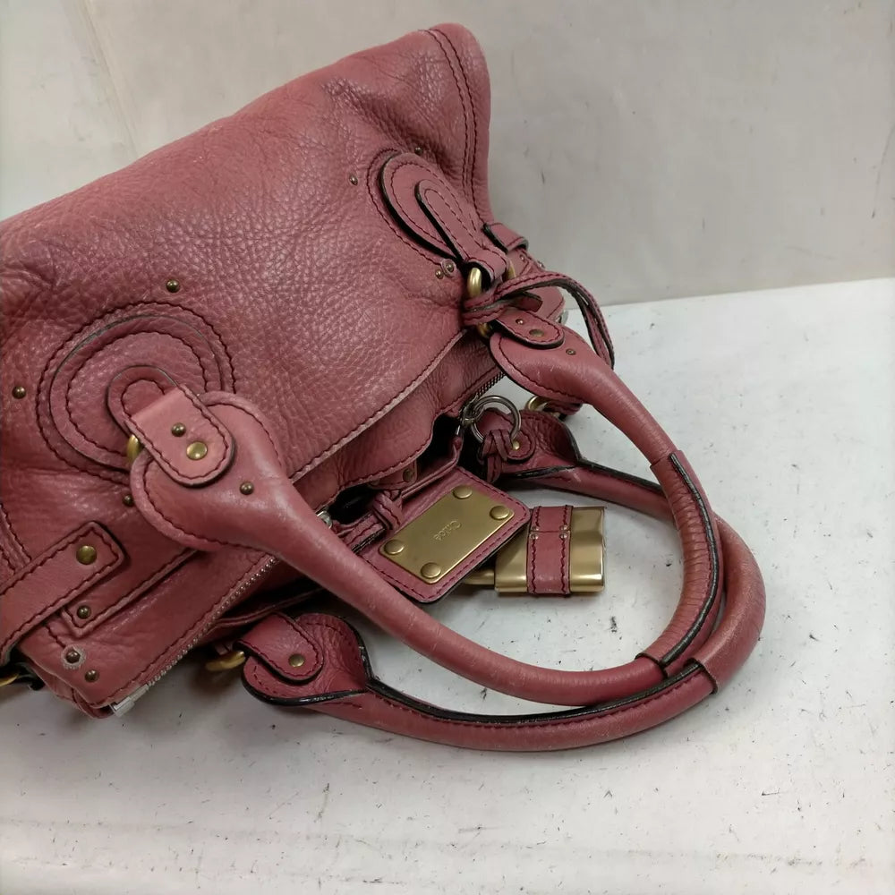 🌺🩷 Chloe Hand Bag Pink Leather🖤🍫 🤎🌆