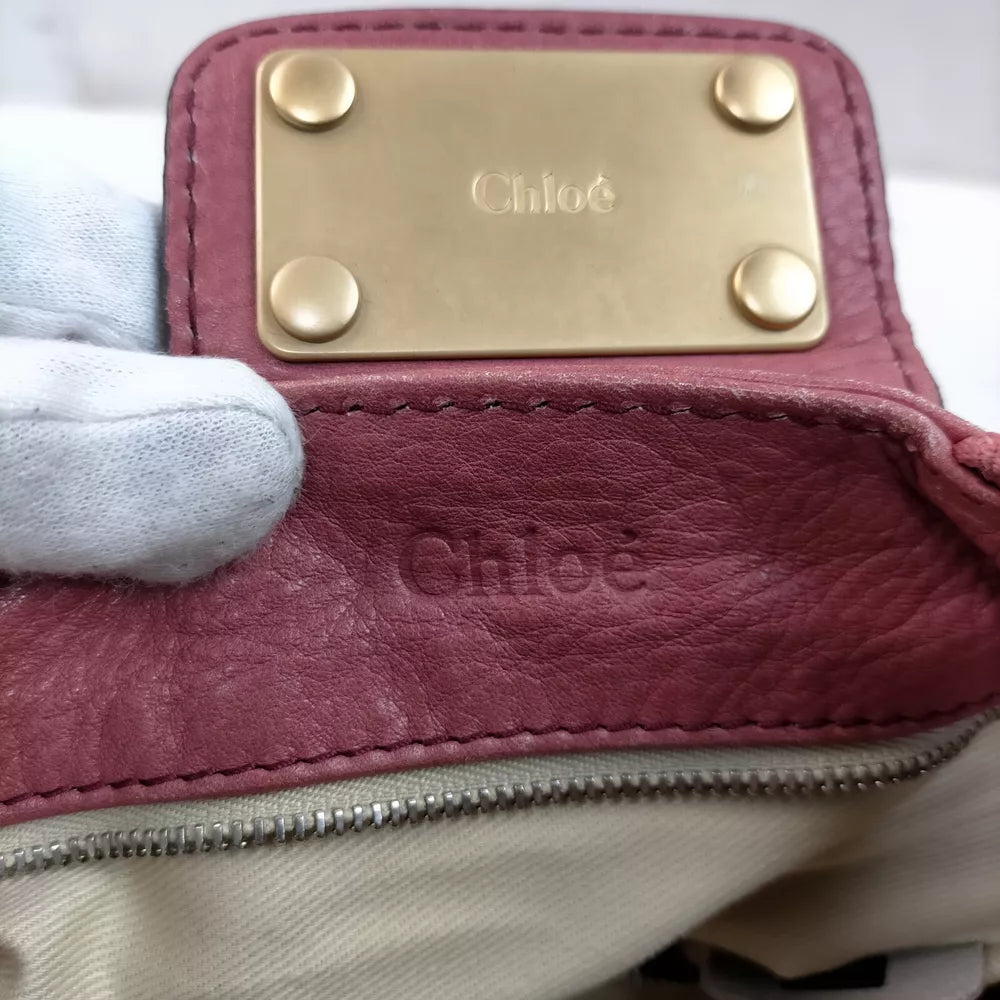 🌺🩷 Chloe Hand Bag Pink Leather🖤🍫 🤎🌆