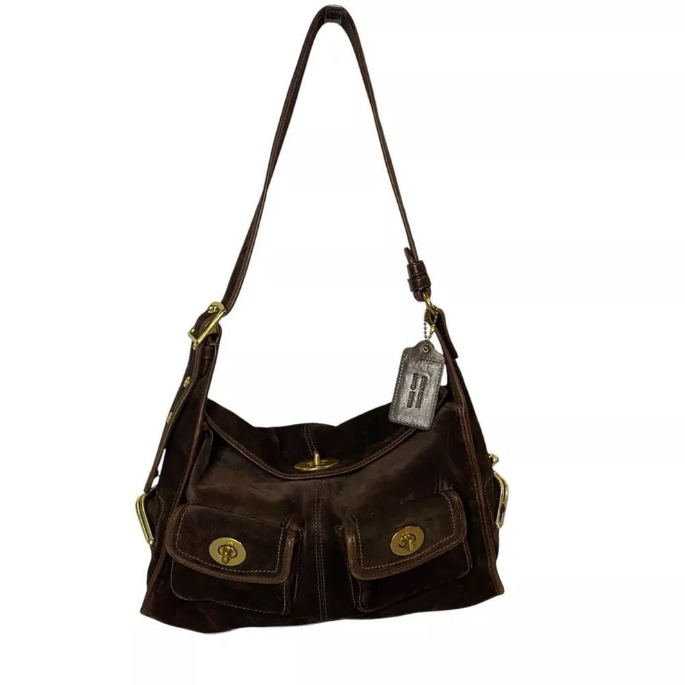 🌺🩷 Coach Bleecker Street Haversack LIMITED EDITION RARE Brown Suede🌺🩷 🤎🌆