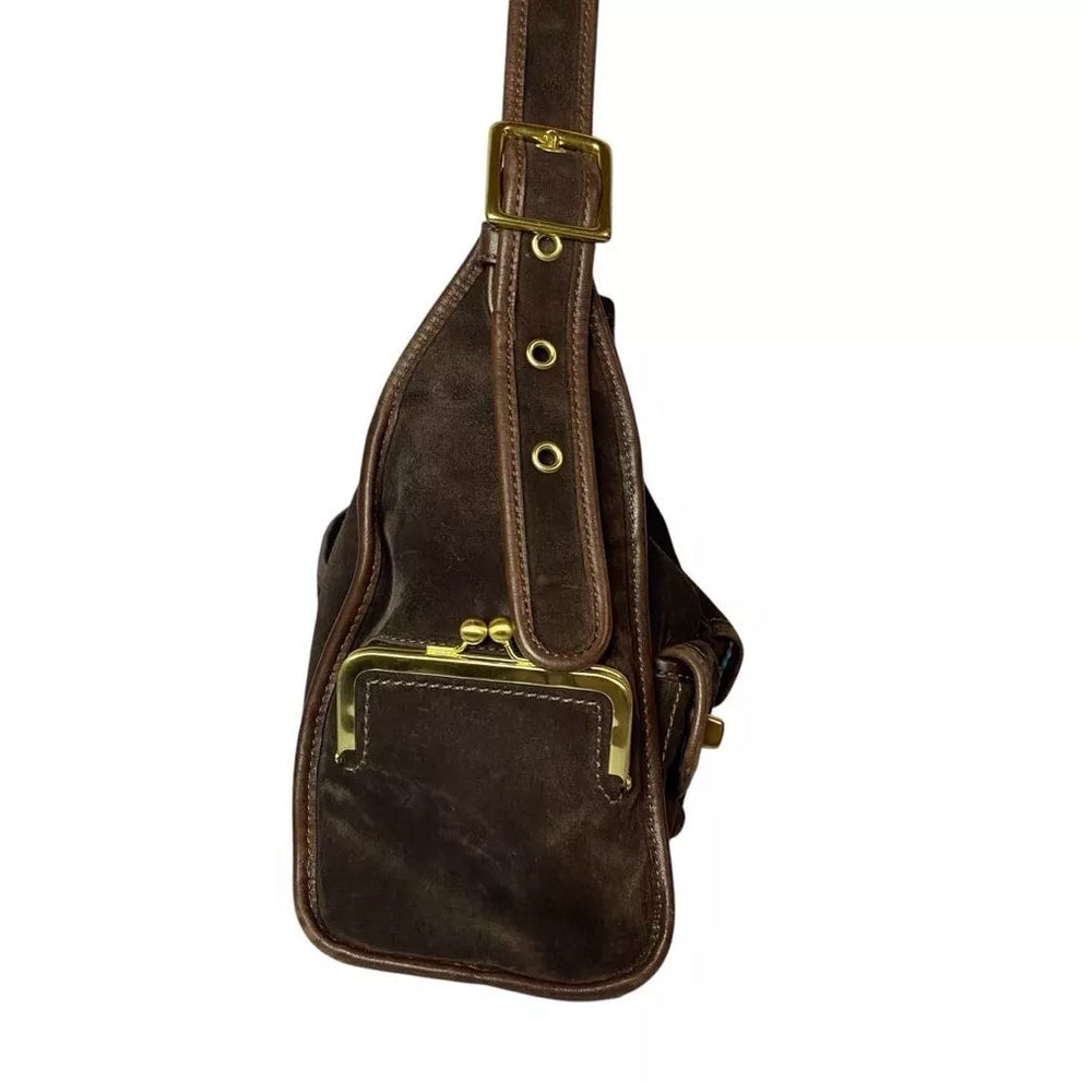 🌺🩷 Coach Bleecker Street Haversack LIMITED EDITION RARE Brown Suede🌺🩷 🤎🌆