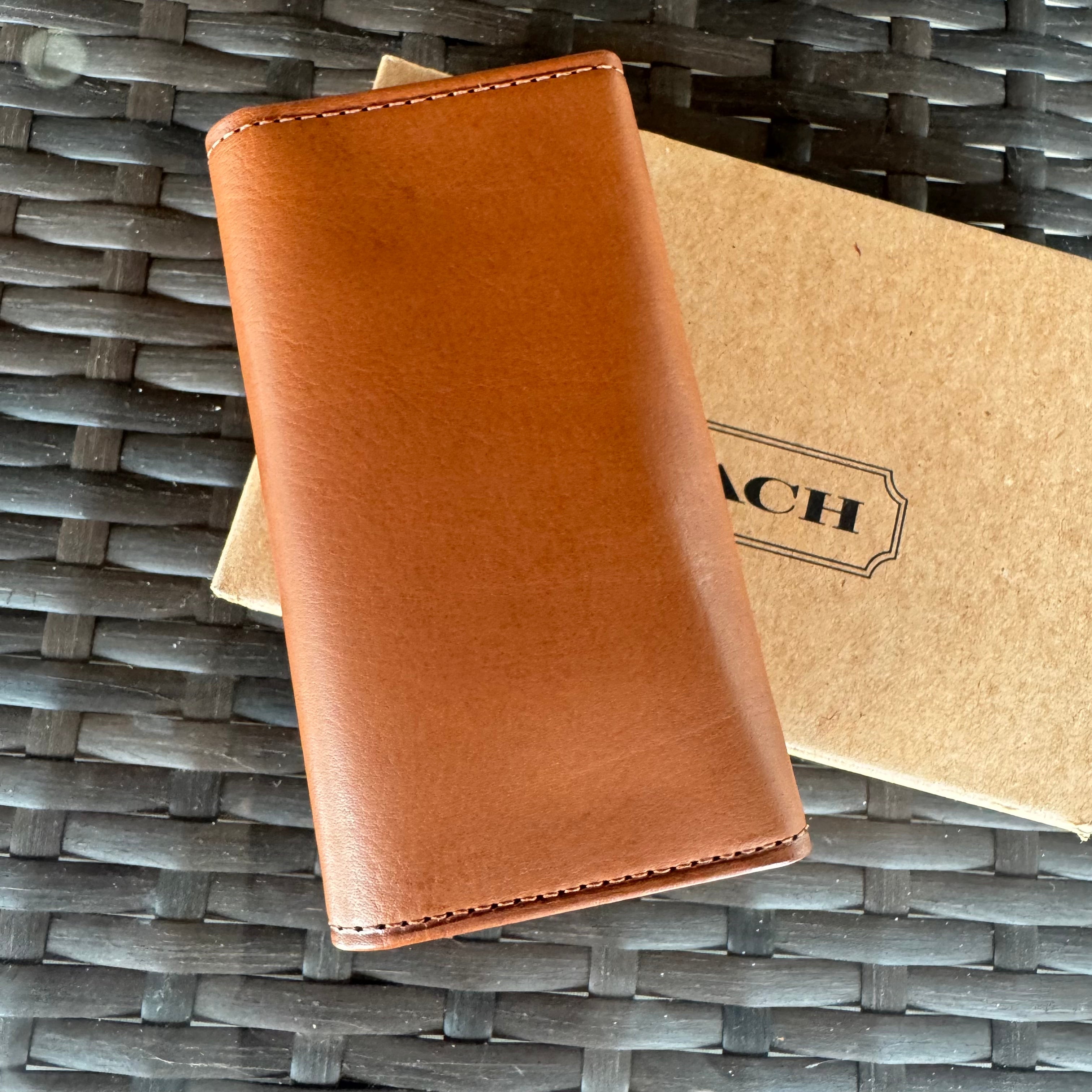 🌺🩷 Vintage Coach British Tan Leather Trifold Key Case 4807 Nwt🍬⚡ 🤎🌆