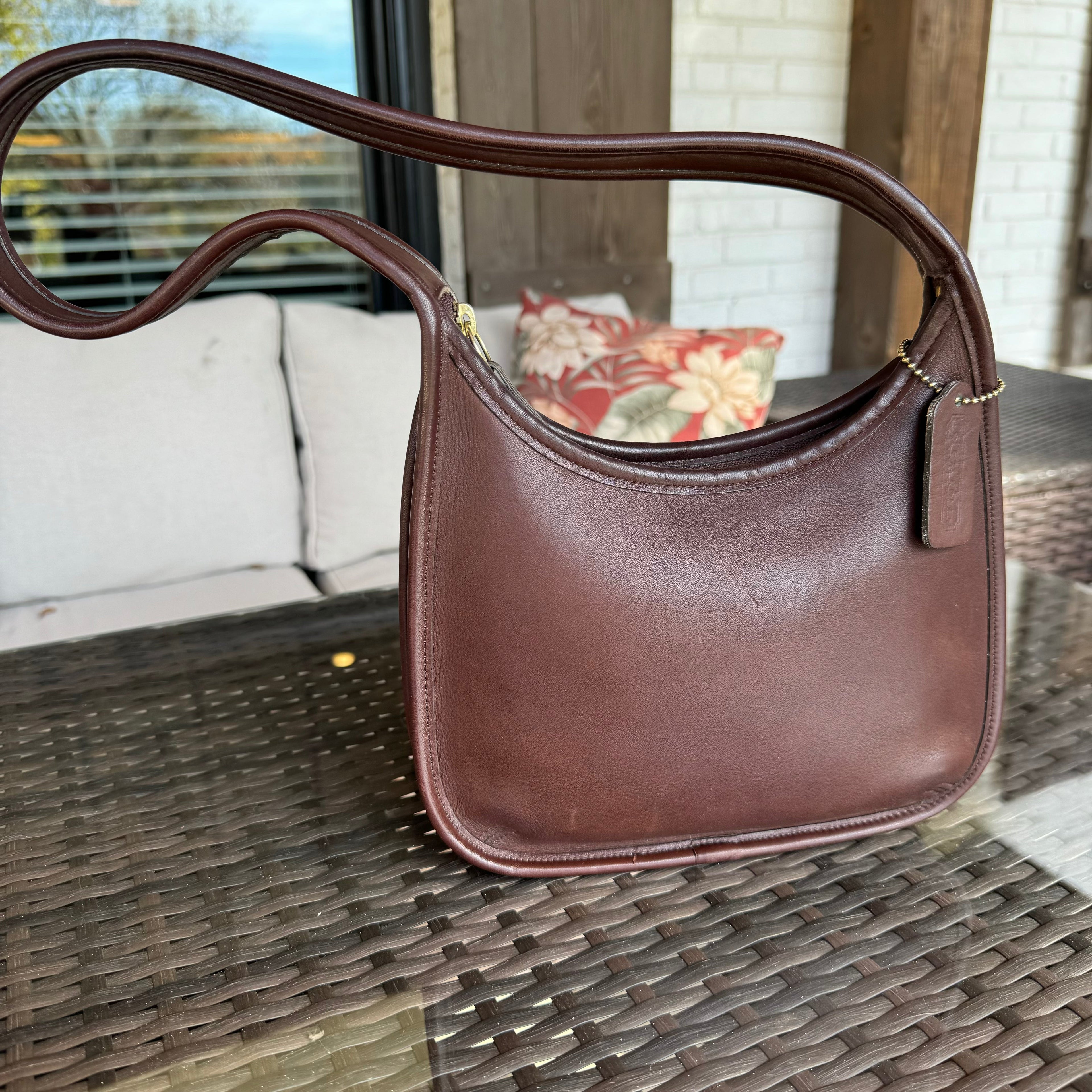 🌺🩷 Vintage Coach Mahogany Brown 9020 Mini Ergo Zip🖤🍫 🤎🌆