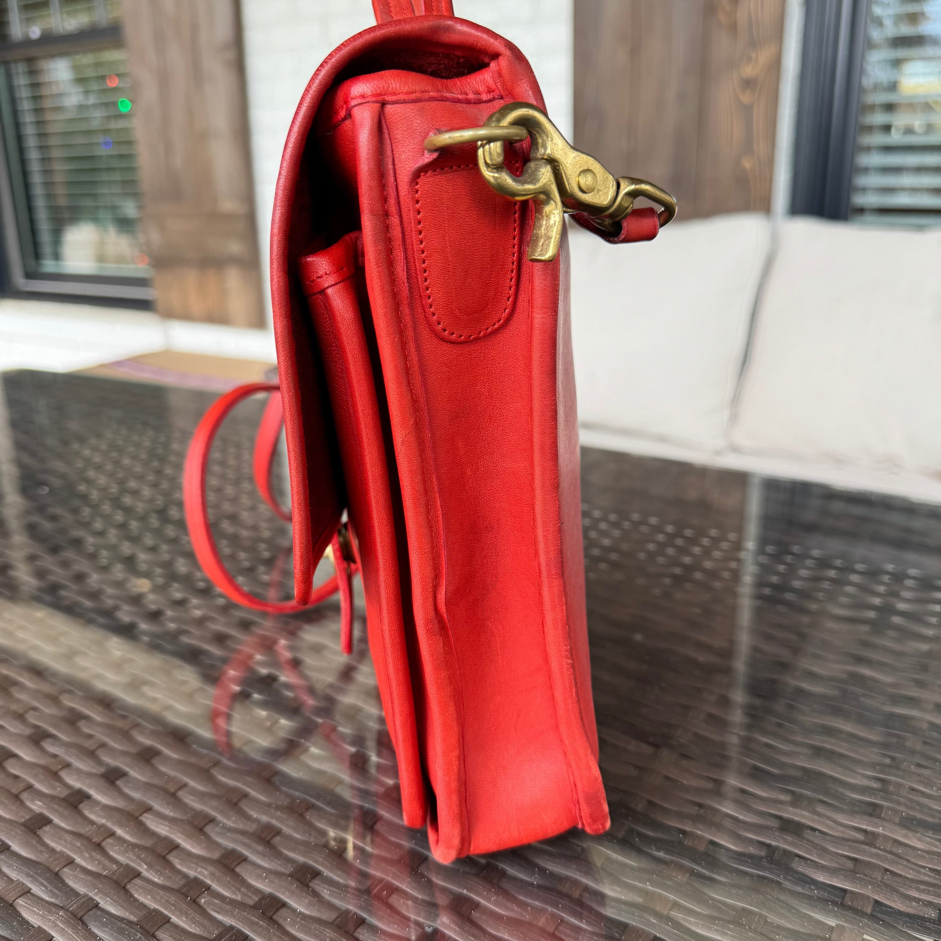 🌺🩷 Vintage Coach Red Station Bag 5130🍬⚡ 🤎🌆