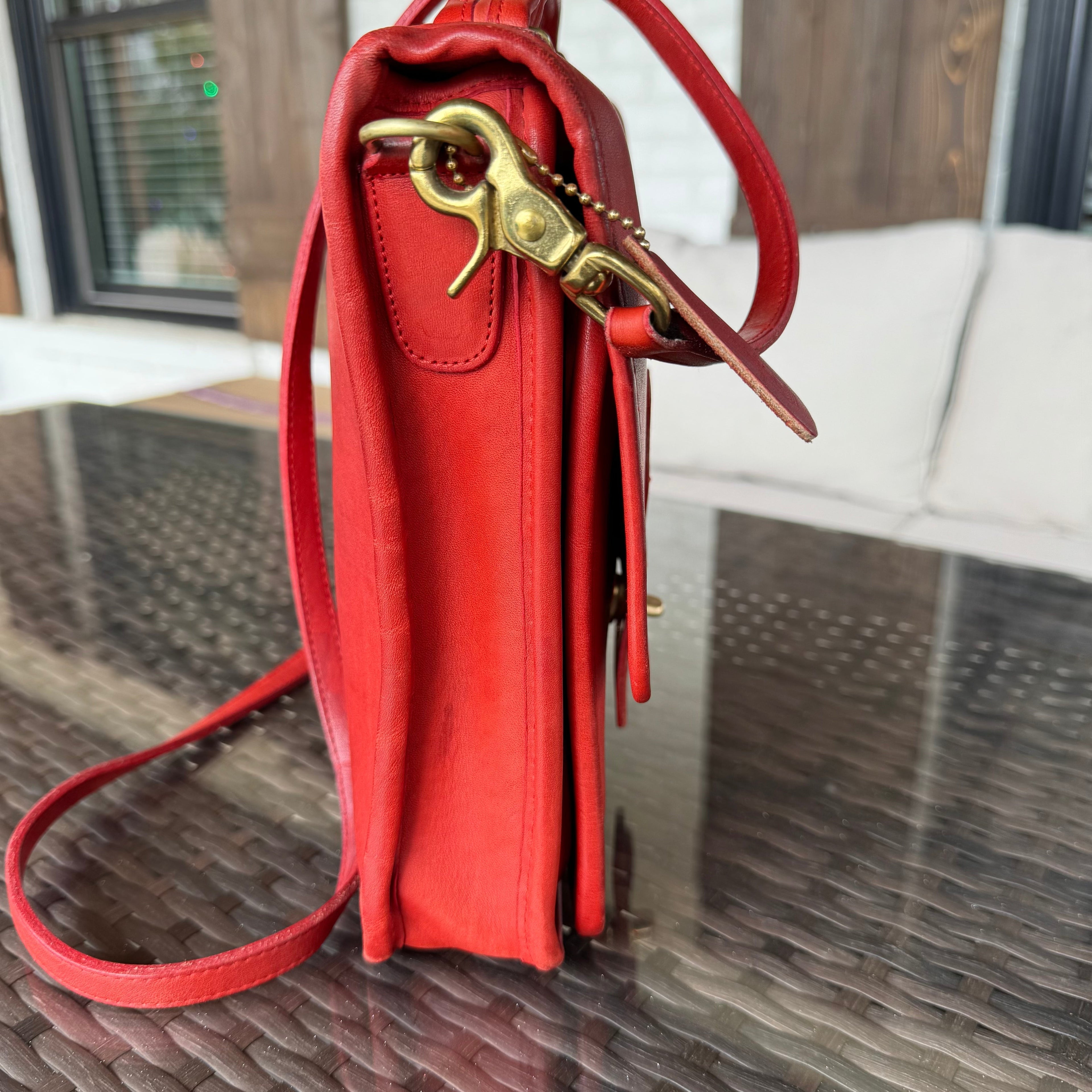 🌺🩷 Vintage Coach Red Station Bag 5130🍬⚡ 🤎🌆