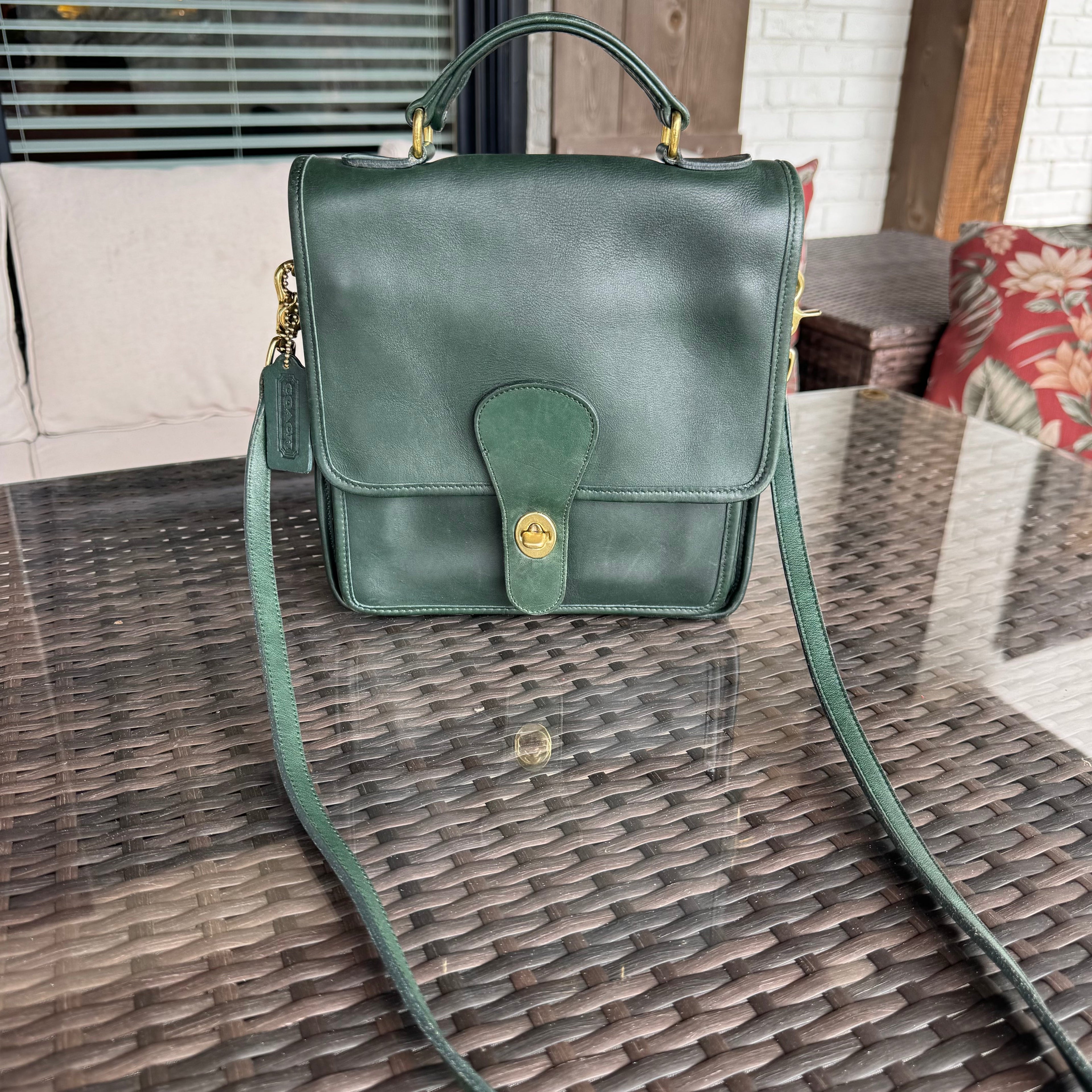 🌺🩷 Vintage Coach Bottle Green Station Bag 5130🌲🍀 🤎🌆