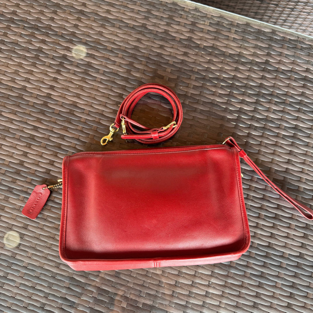 🌺🩷 Vintage Coach Red Basic Bag 9455🍎🔥 🤎🌆