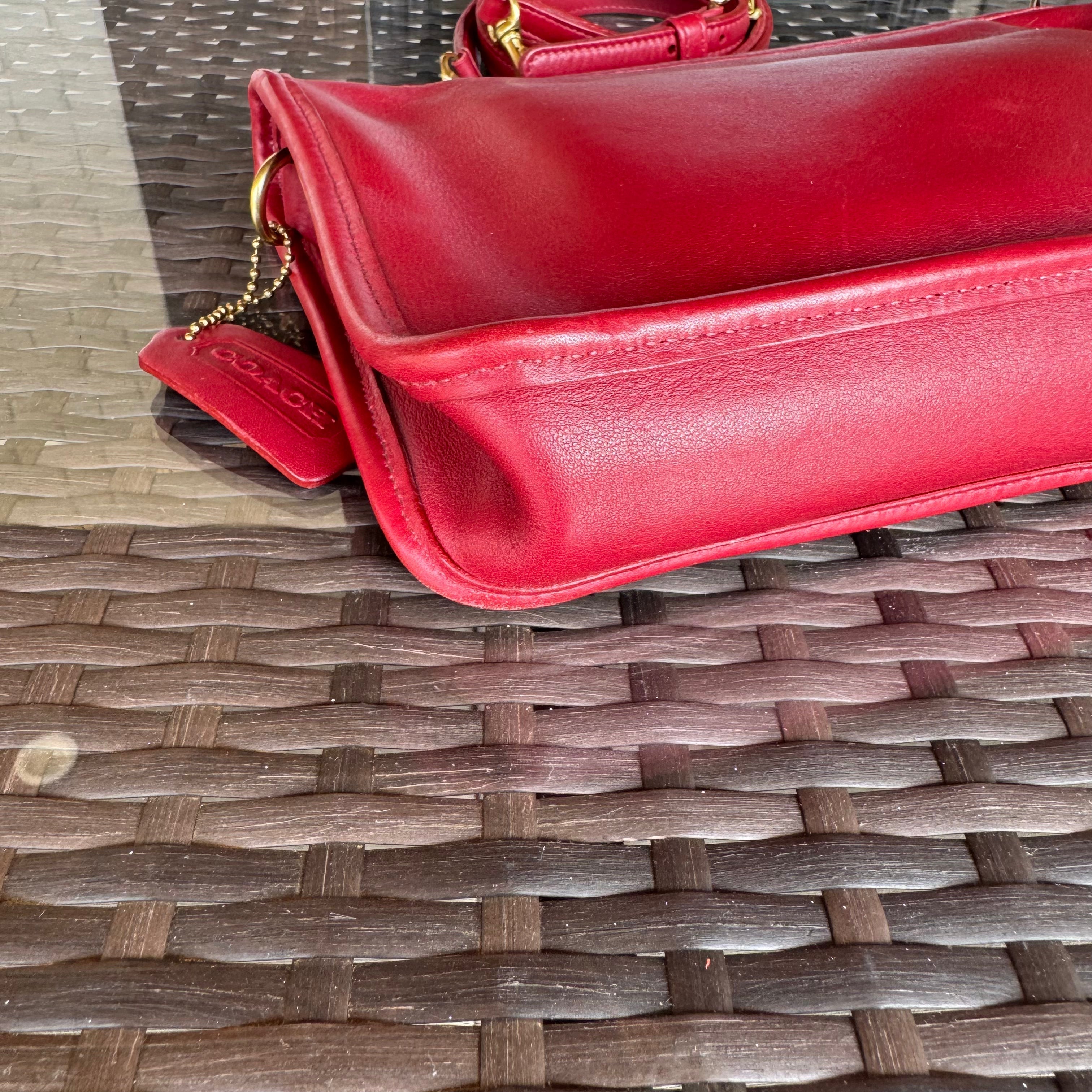 🌺🩷 Vintage Coach Red Basic Bag 9455🍎🔥 🤎🌆