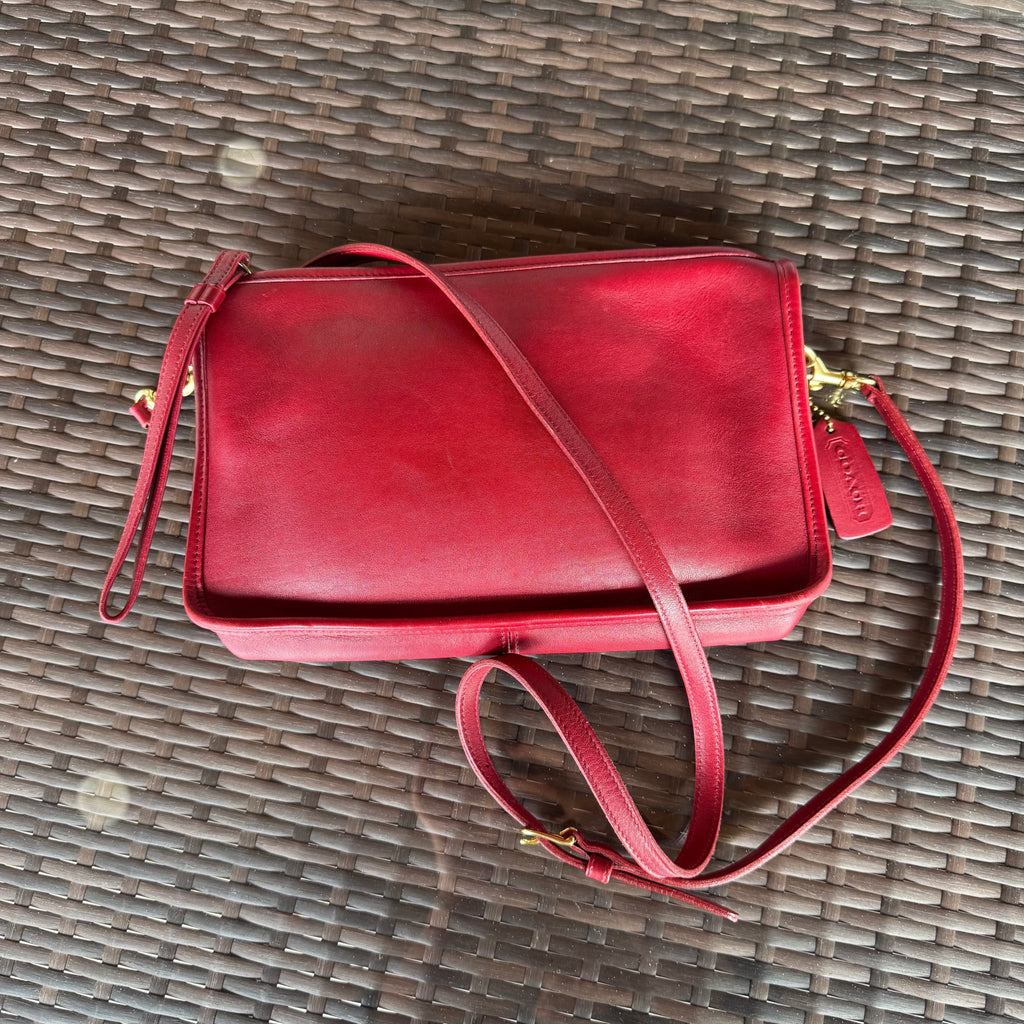 🌺🩷 Vintage Coach Red Basic Bag 9455🍎🔥 🤎🌆