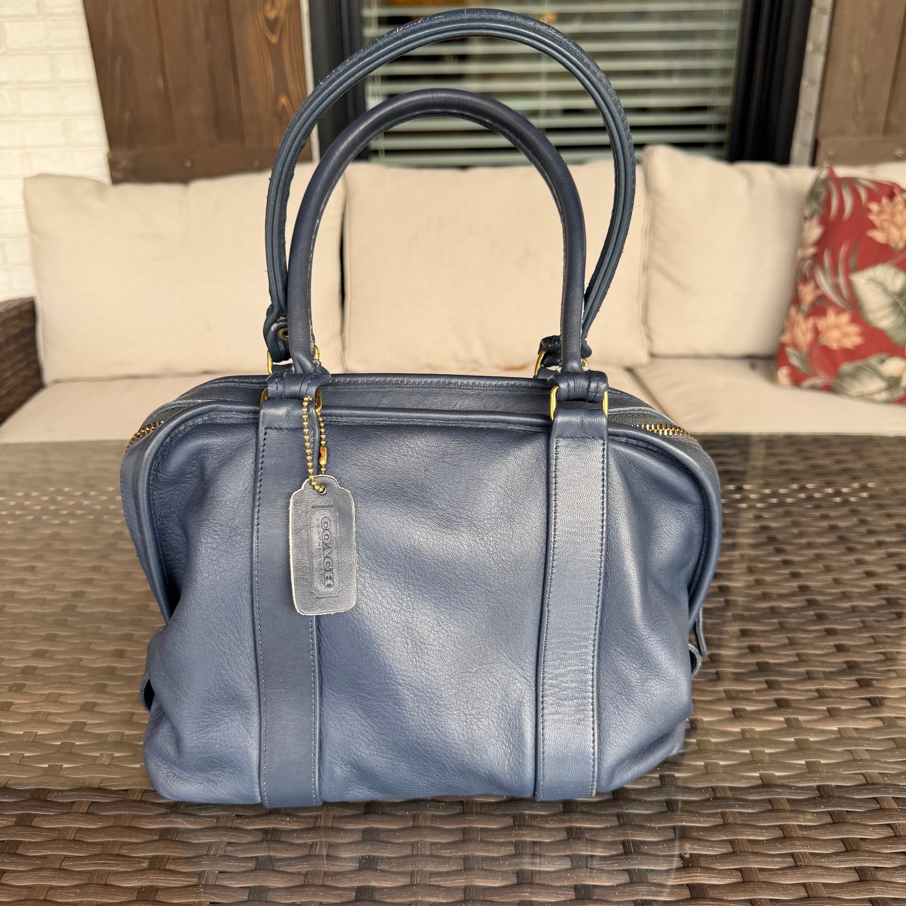 🌺🩷 Vintage Coach Blue Soft Satchel 4055🍂✨ 🤎🌆