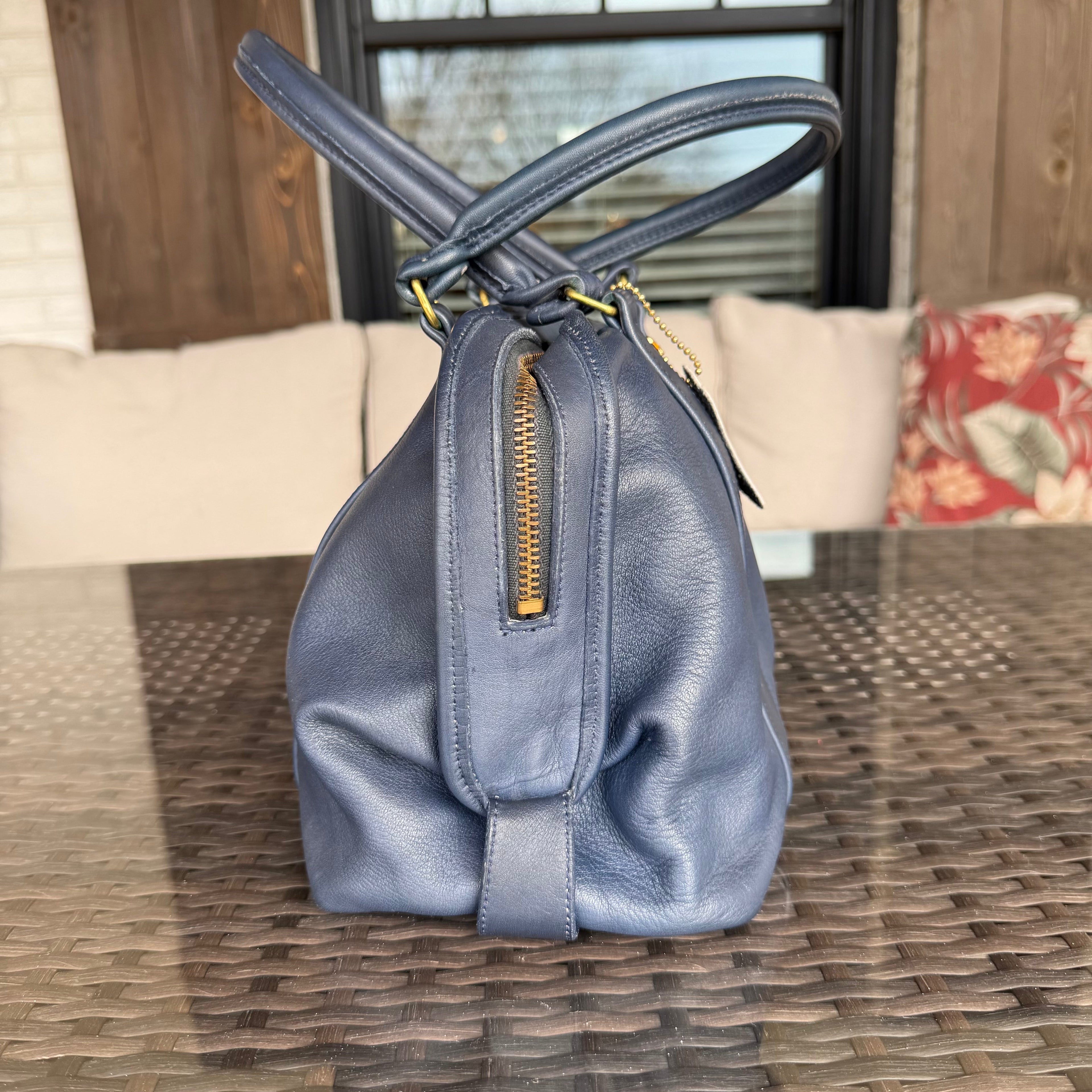 🌺🩷 Vintage Coach Blue Soft Satchel 4055🍂✨ 🤎🌆