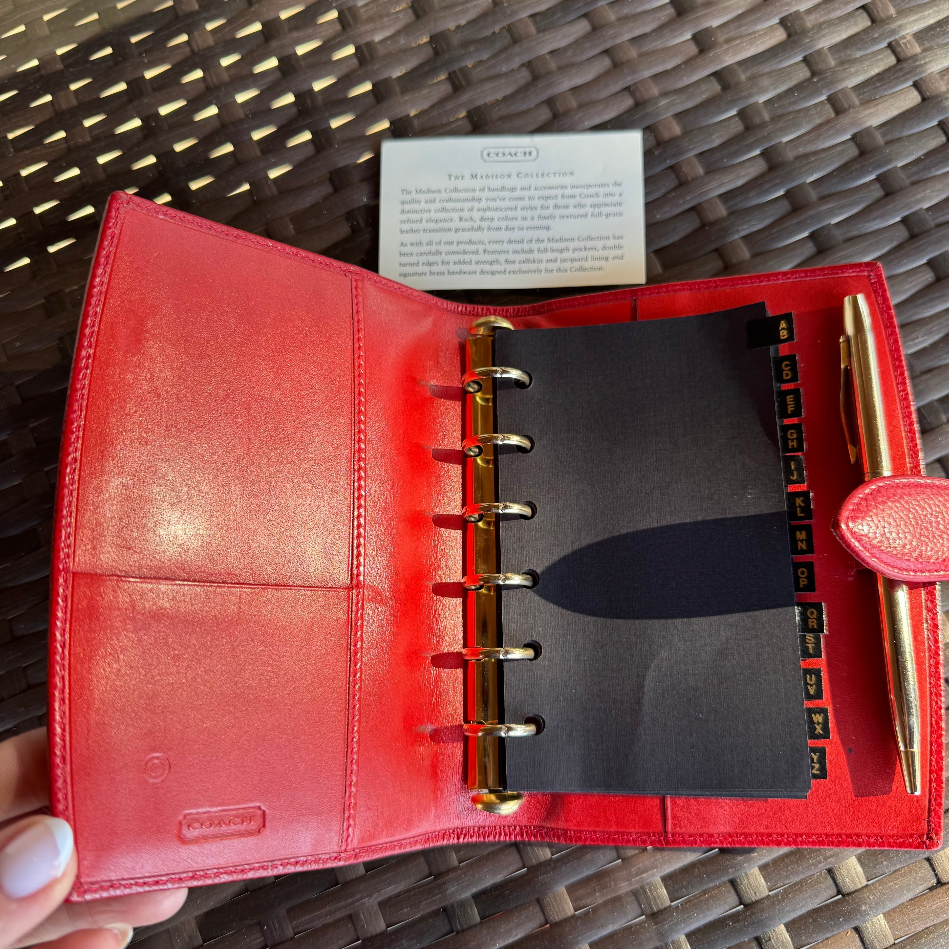 🌺🩷 Vintage Coach Red Madison Pocket Organizer 4489🍒❤️‍🔥 🤎🌆