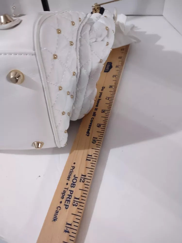 🌺🩷 Juicy Couture Large Leather White Gold Beaded Bag Purse🌺🩷 🤎🌆