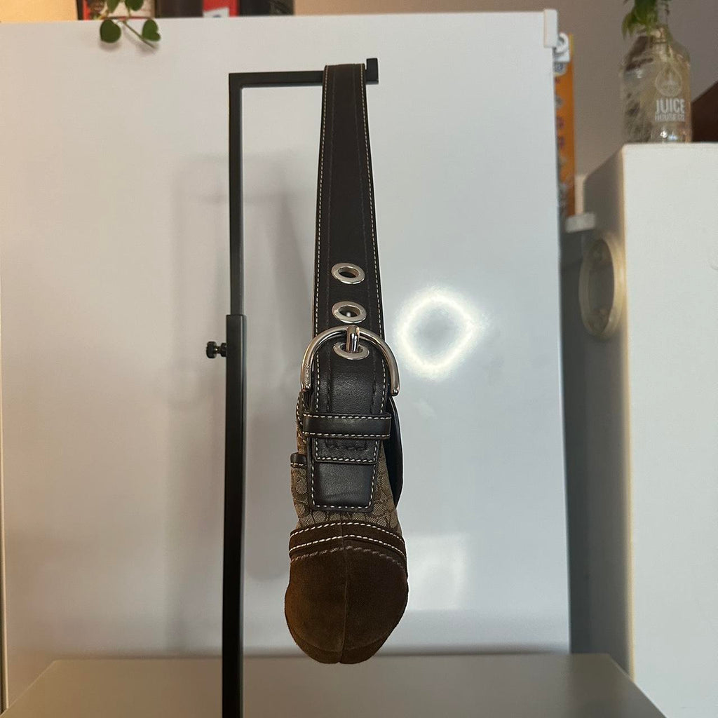 🌺🩷 Coach Vintage Y2K Brown Signature Suede/Canvas Mini Soho Shoulder Bag🍬⚡ 🤎🌆