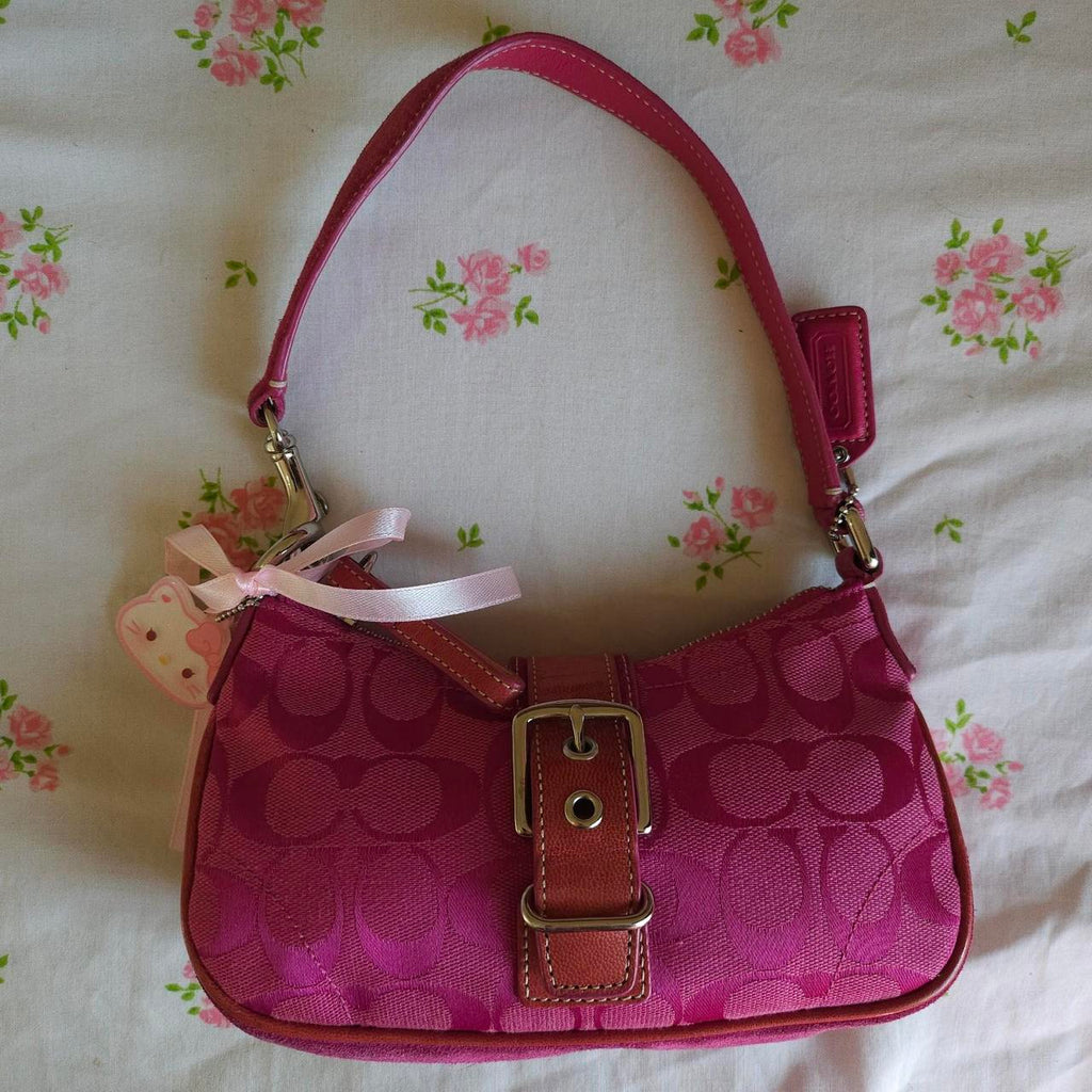 🌺🩷 Y2K Vintage Coach Barbie Pink Suede Mini Demi Buckle Shoulder Bag🌺🩷 🤎🌆
