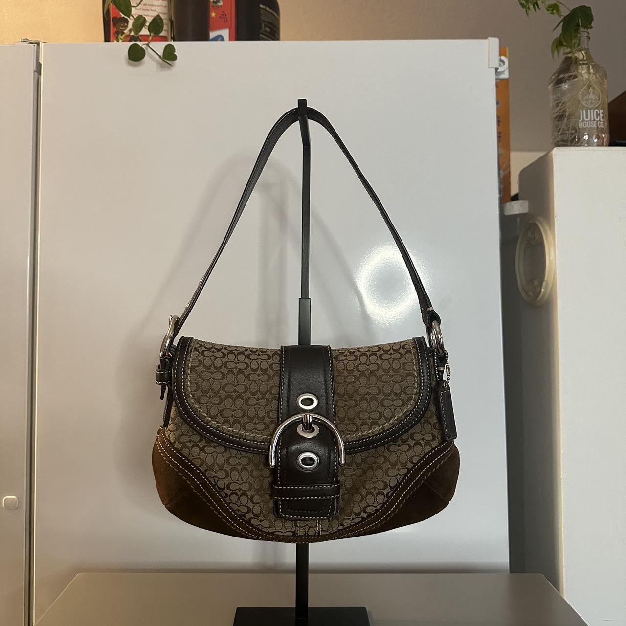 🌺🩷 Coach Vintage Y2K Brown Signature Suede/Canvas Mini Soho Shoulder Bag🍬⚡ 🤎🌆