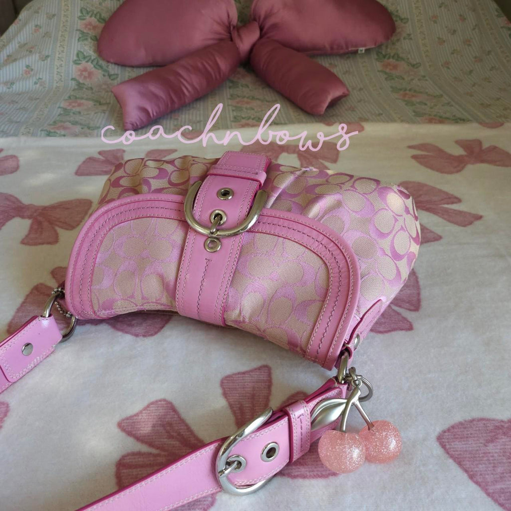 🌺🩷 Vintage Barbie Pink Soho Buckle Signature Cs Rare Shoulder Purse🩷🍒 🤎🌆