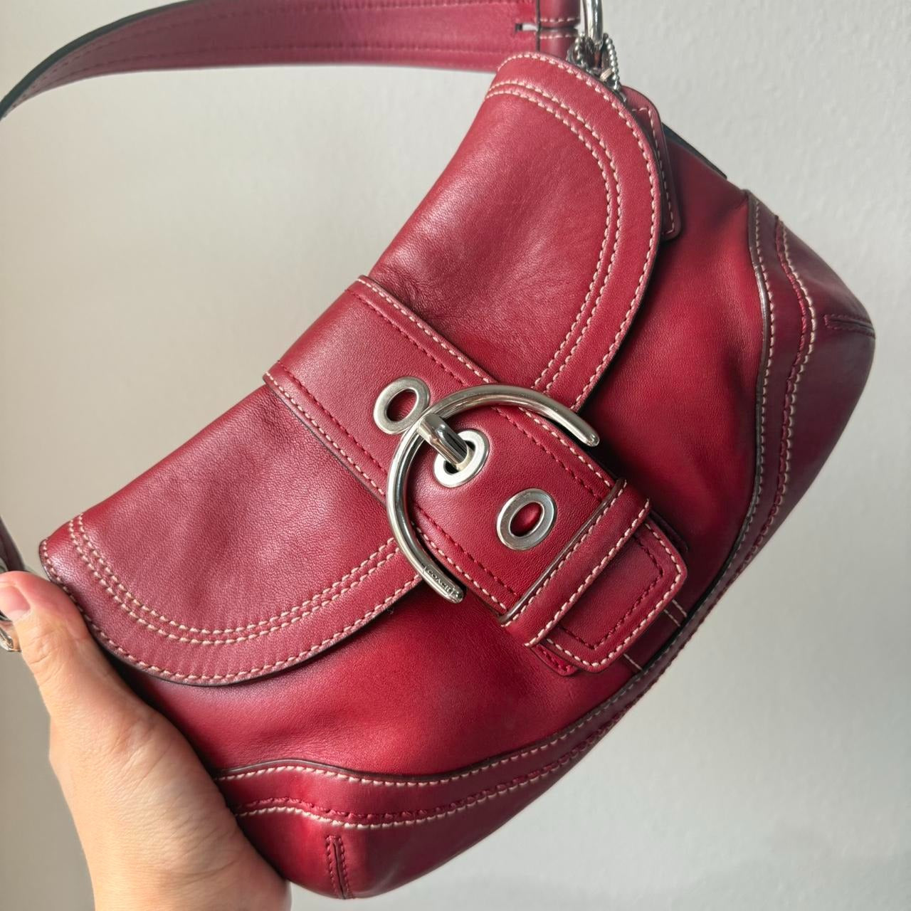 🌺🩷 Authentic Coach Soho shoulder bag burgundy 🤎🌆
