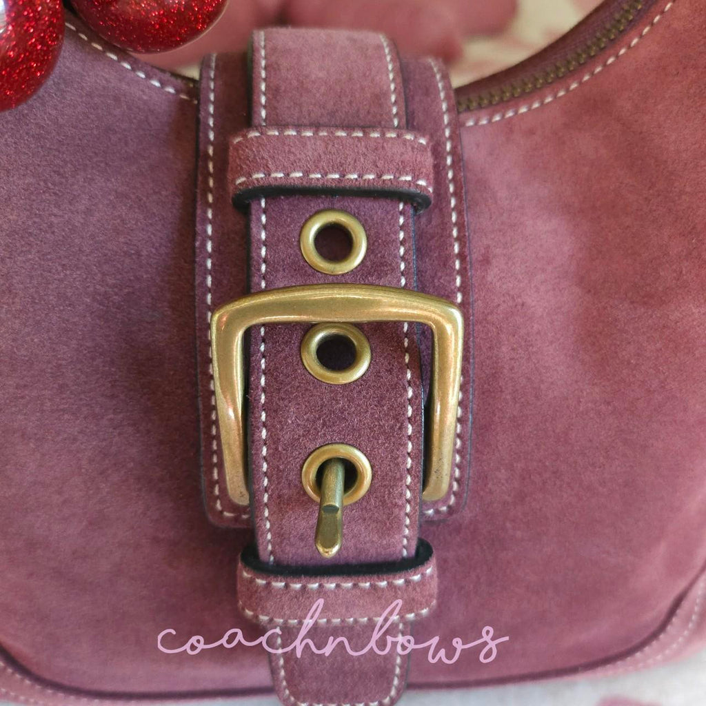 🌺🩷 Y2K Vintage Coach Maroon Suede Small Shoulder Bag🖤🍫 🤎🌆