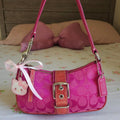 🌺🩷 Y2K Vintage Coach Barbie Pink Suede Mini Demi Buckle Shoulder Bag🌺🩷 🤎🌆