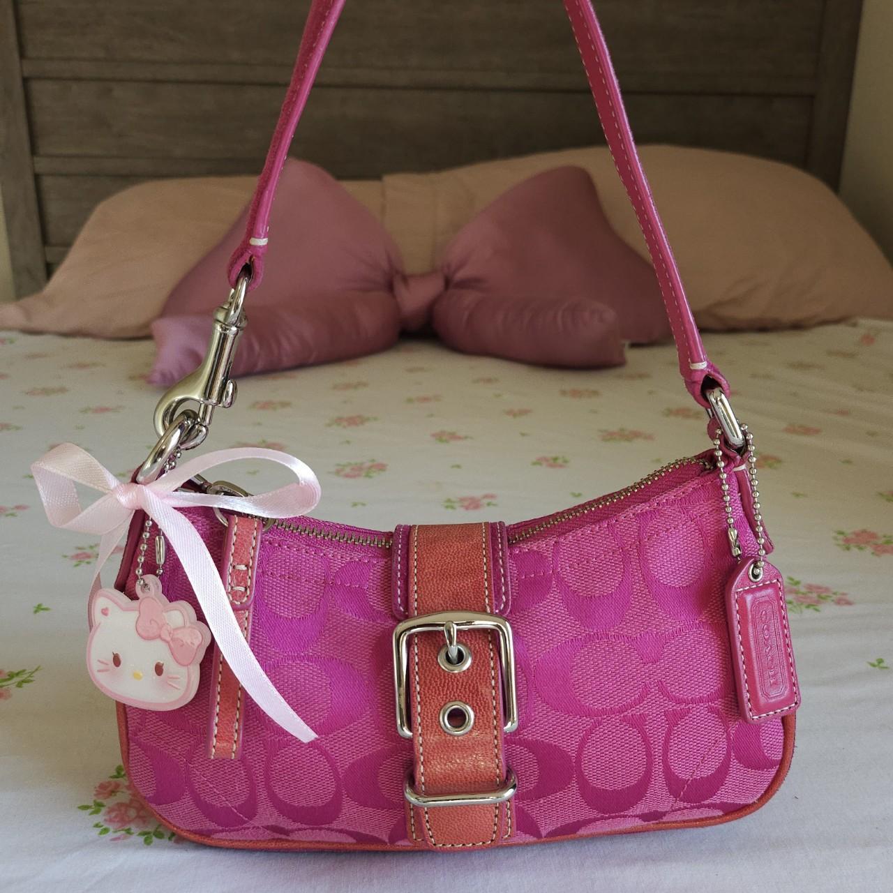 🌺🩷 Y2K Vintage Coach Barbie Pink Suede Mini Demi Buckle Shoulder Bag🌺🩷 🤎🌆