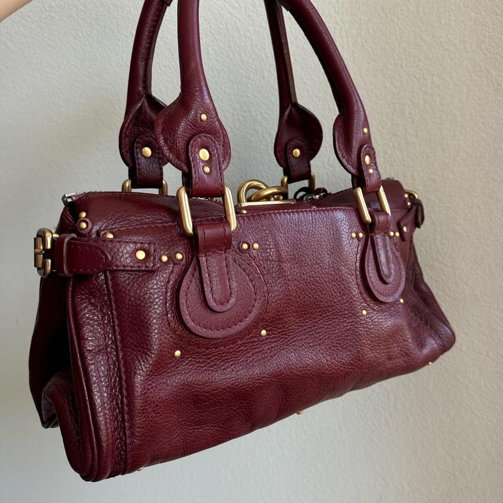 🌺🩷 Authentic Burgundy Chloe paddington leather Preowned💜🍇 🤎🌆
