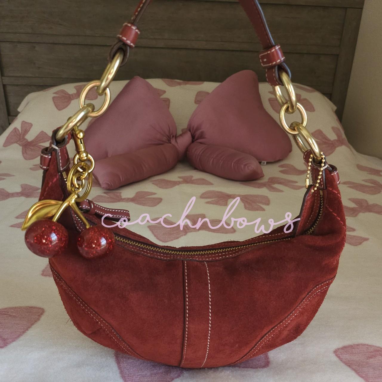 🌺🩷 ❤️ Y2K Vintage Coach Small Suede Burgundy Hobo Shoulder Bag ❤️ 🤎🌆