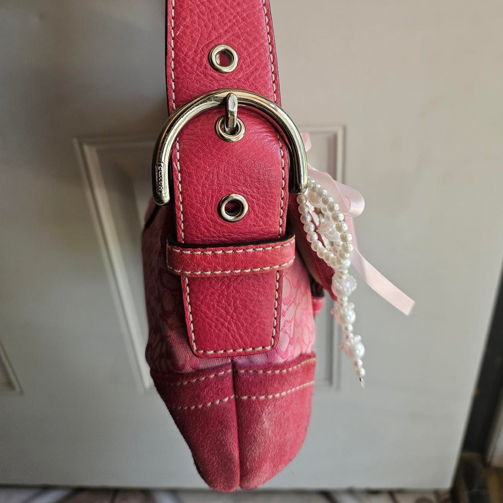 🌺🩷 Vintage Coach Mini Soho Buckle Flap Pink Shoulder Purse🌺🩷 🤎🌆