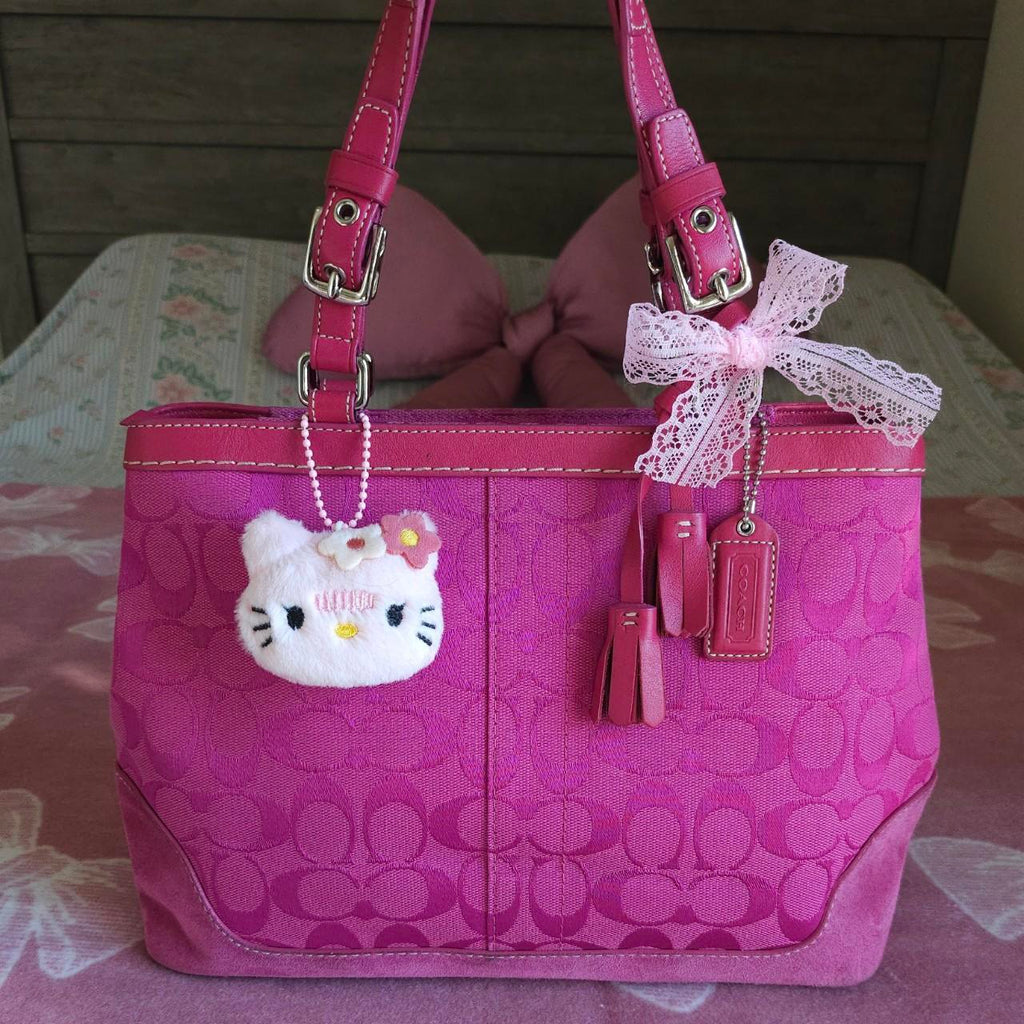 🌺🩷 Y2K Vintage Coach Pink Handbag Tote Purse🍎🔥 🤎🌆