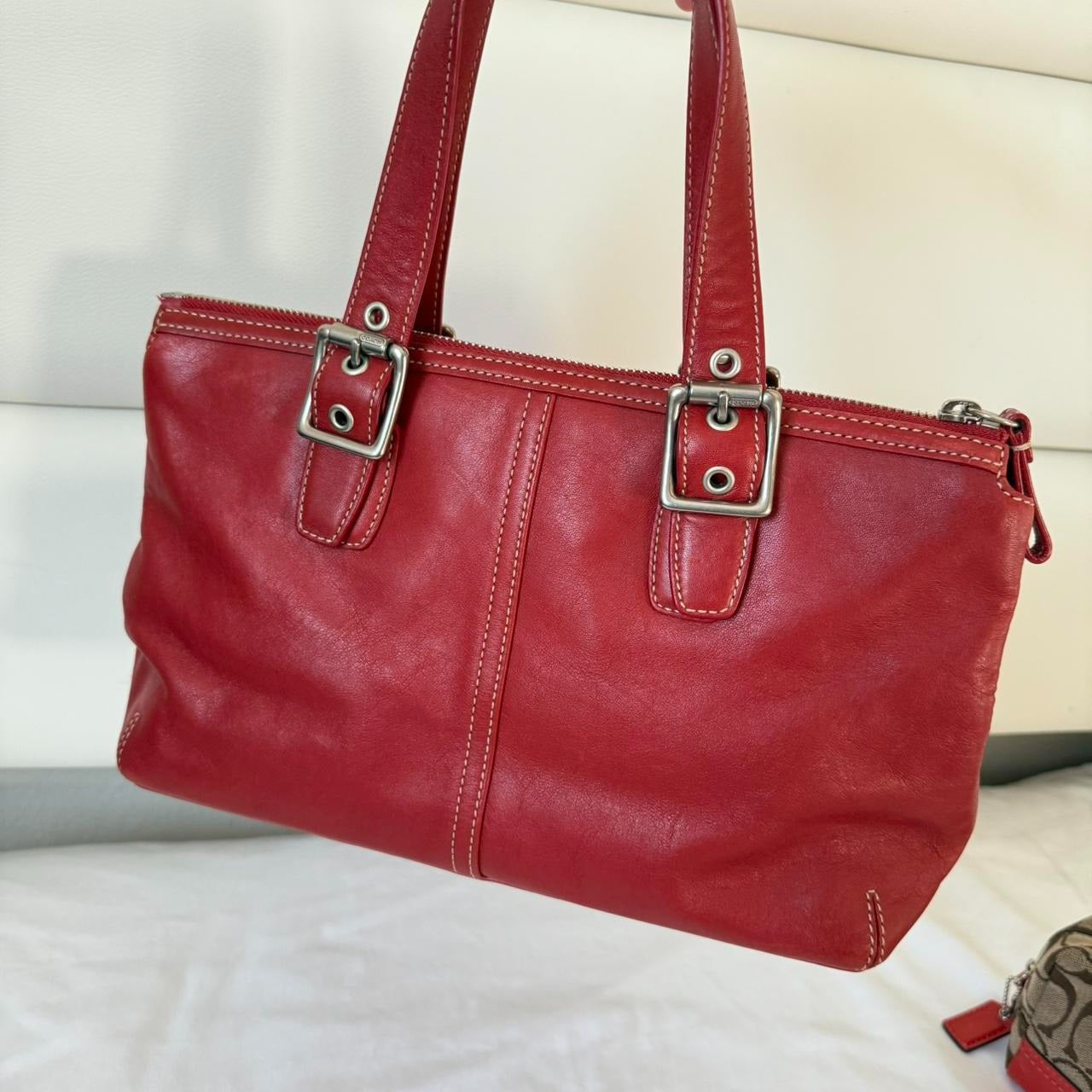 🌺🩷 Vintage Coach tote and makeup bag 🤎🌆