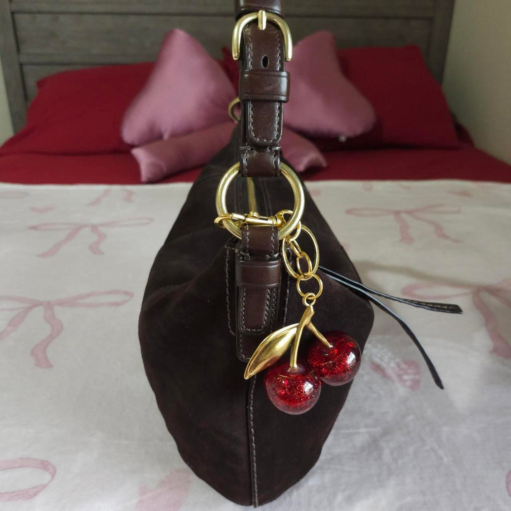 🌺🩷 Y2K Vintage Coach Soho Brown Gold Suede Shoulder Bag Purse🤎🌆 🤎🌆