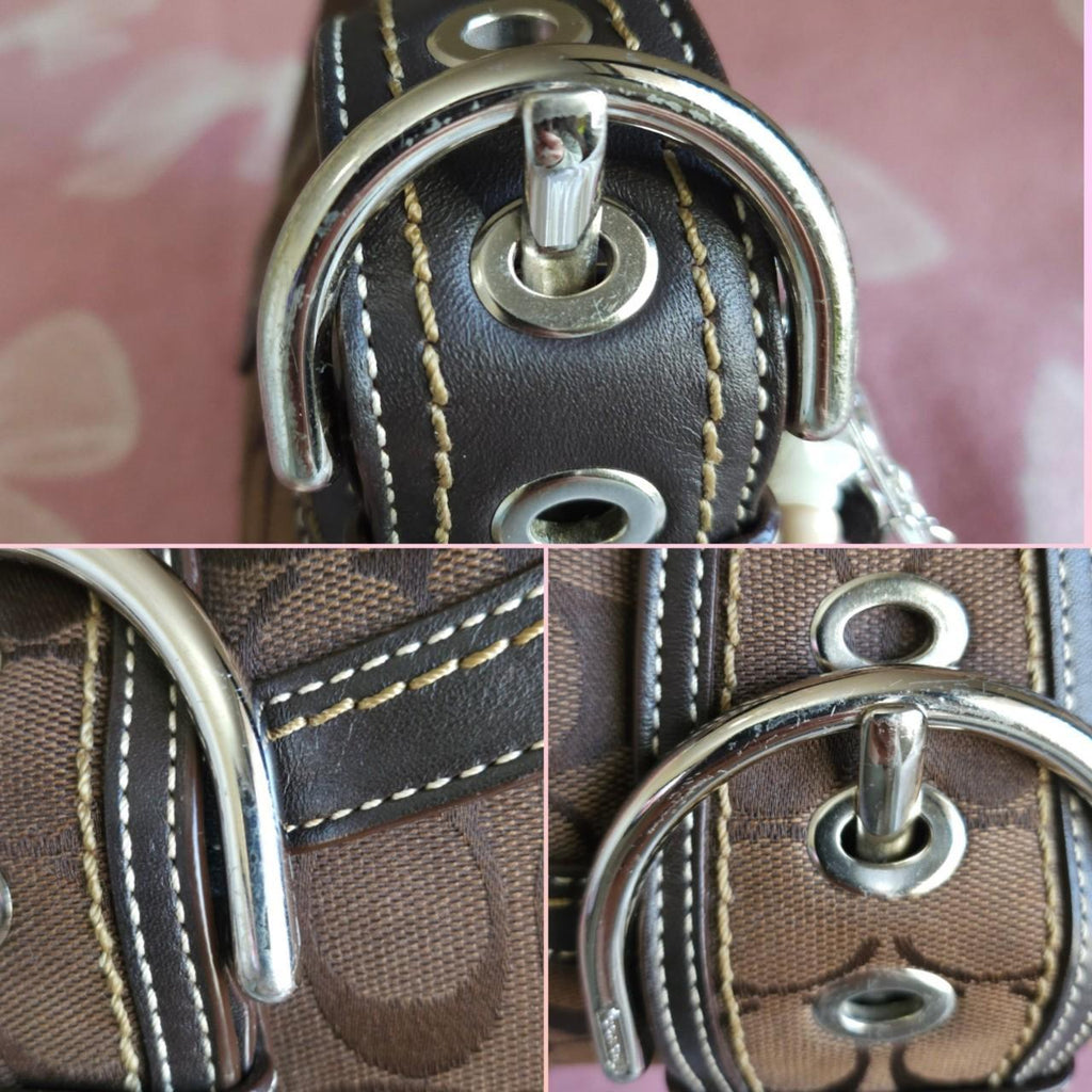 🌺🩷 Y2K Vintage Coach Brown Mini Soho Signature Cs Shoulder Purse🤎🌆 🤎🌆