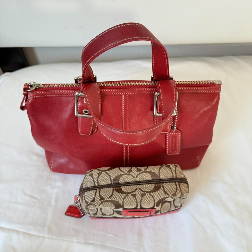 🌺🩷 Vintage Coach tote and makeup bag 🤎🌆