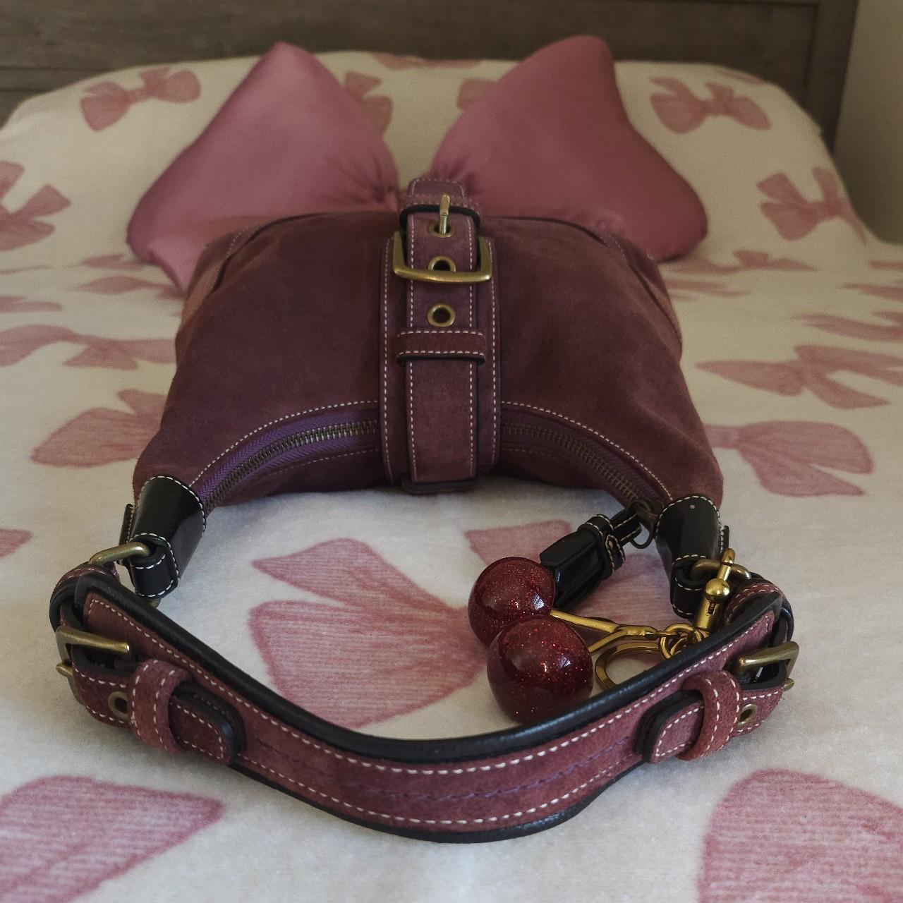 🌺🩷 Y2K Vintage Coach Maroon Suede Small Shoulder Bag🖤🍫 🤎🌆