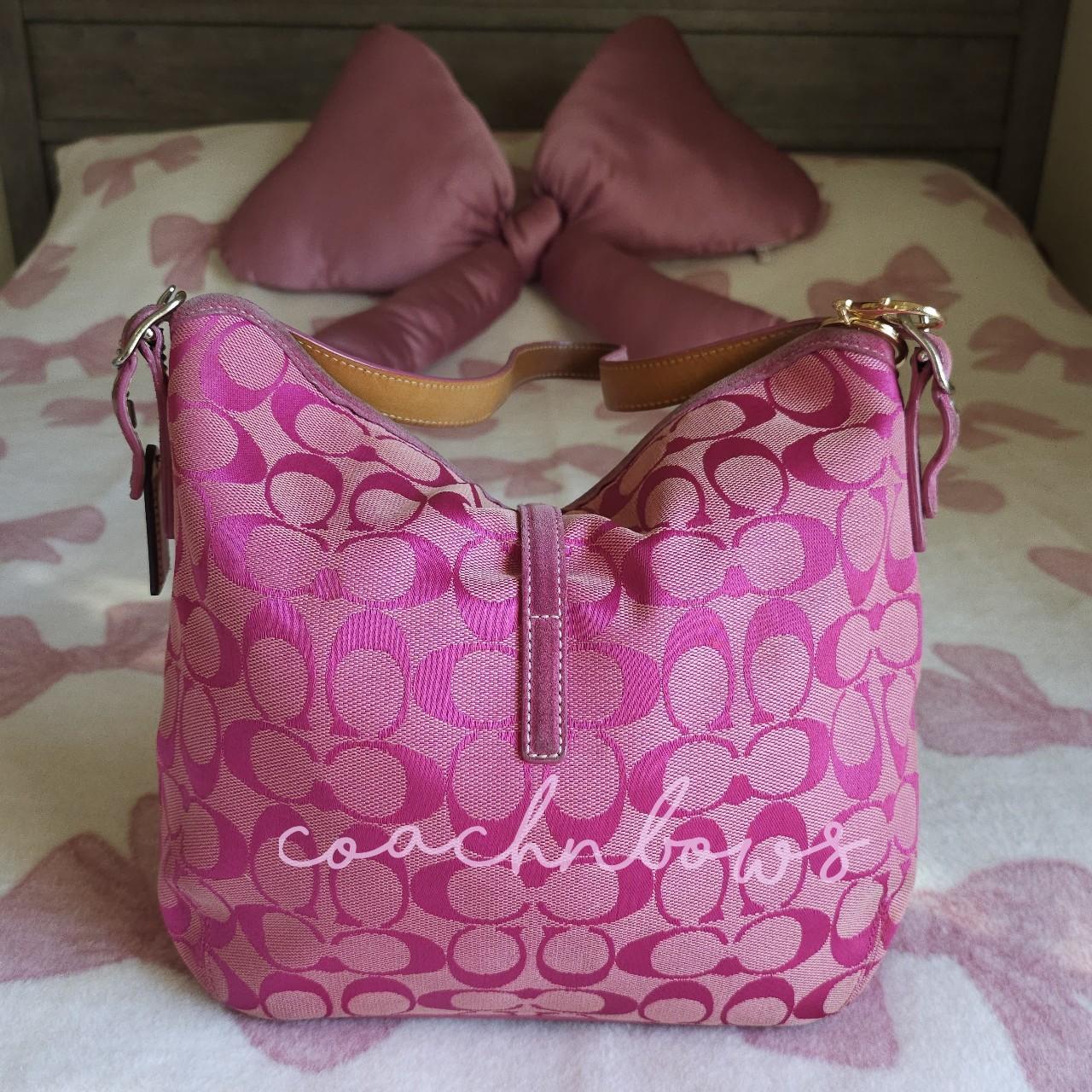 🌺🩷 Y2K Vintage Coach Barbie Pink Hampton Clip Shoulder Bag🩷🍒 🤎🌆