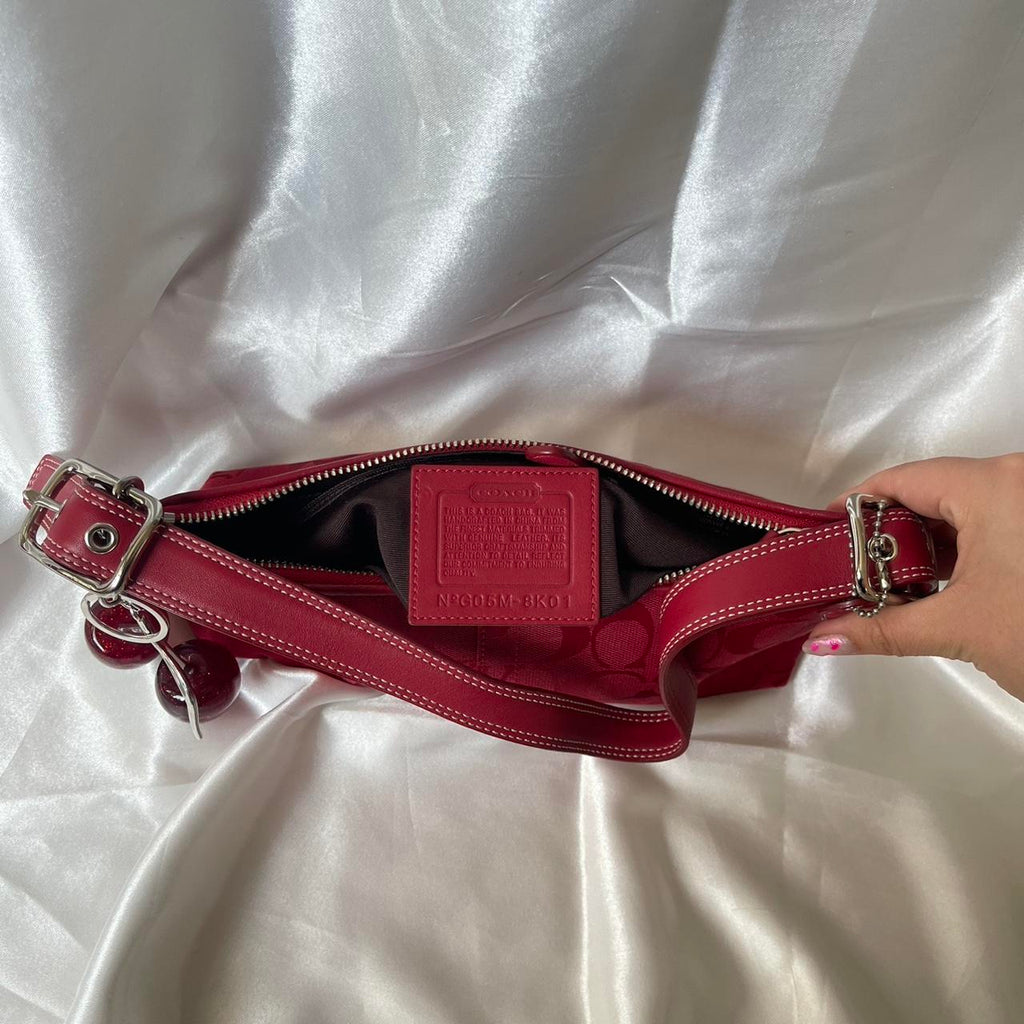 🌺🩷 2004 Signature Coach Baguette Demi 🍒❤️‍🔥 🤎🌆