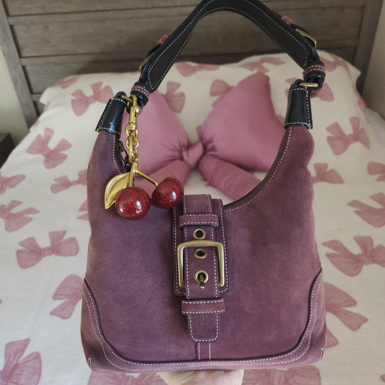 🌺🩷 Y2K Vintage Coach Maroon Suede Small Shoulder Bag🖤🍫 🤎🌆
