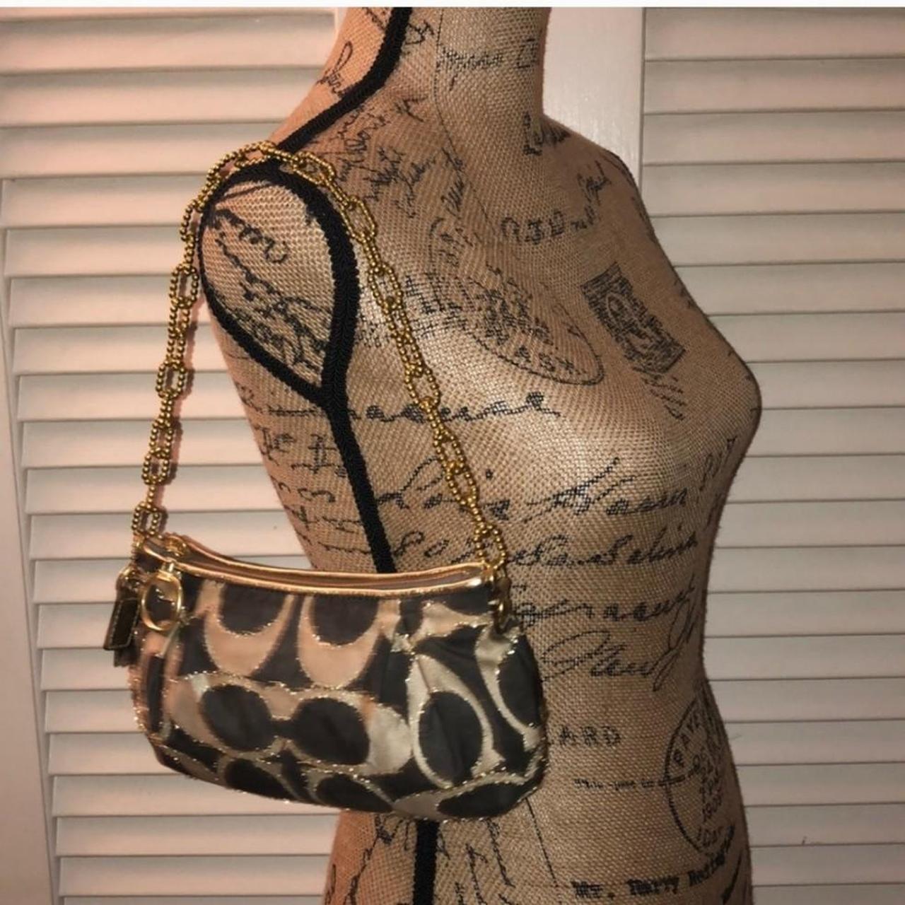 🌺🩷 Vintage Y2K Coach Lurex Poppy Gold Hardware Small Shoulder Bag🌺🩷 🤎🌆