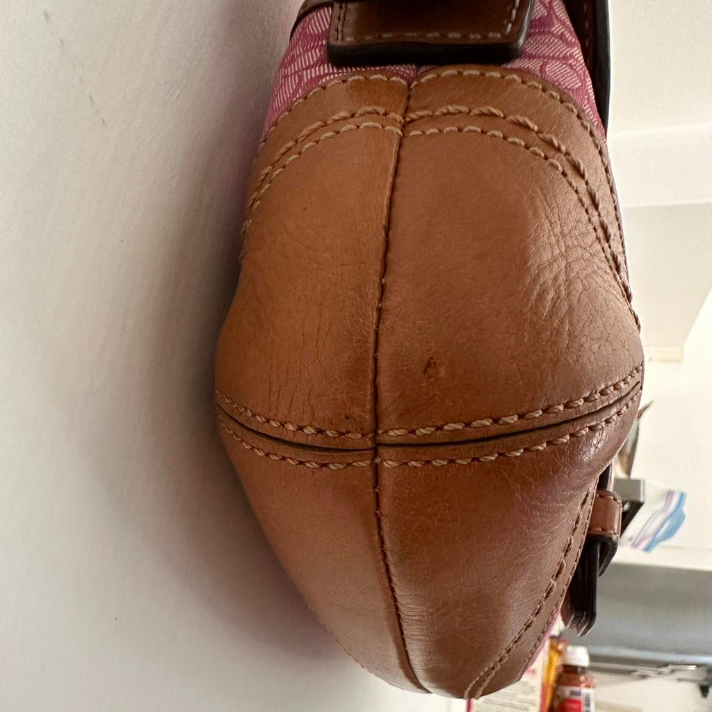 🌺🩷 Coach Pink Signature Jacquard Soho Mini Vintage Bag💜🍇 🤎🌆