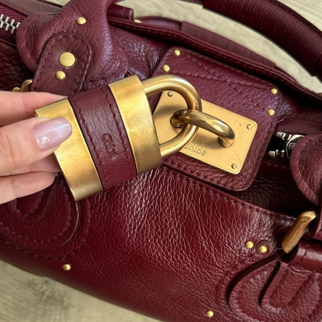 🌺🩷 Authentic Burgundy Chloe paddington leather Preowned💜🍇 🤎🌆