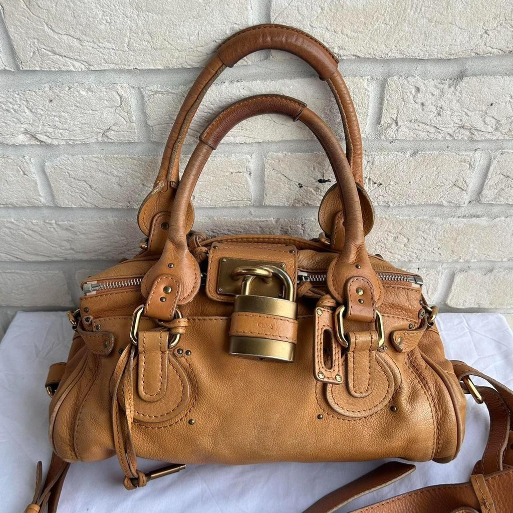 🌺🩷 PreOwned 2000s vintage Chloe Paddington handbag in tan brown leather with long cross body/ shoulder strap (detachable).🍂✨ 🤎🌆