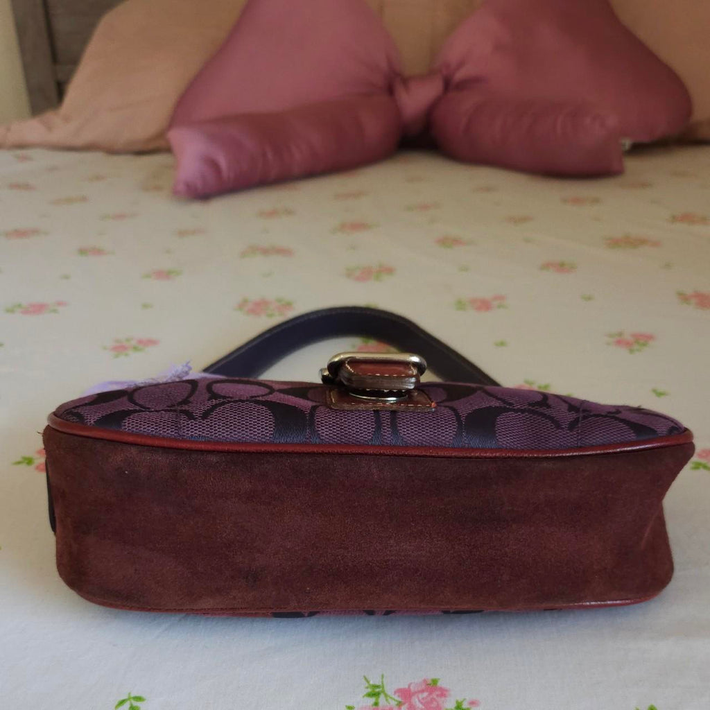🌺🩷 💜 Y2K Vintage Coach Purple Mini Demi Buckle Shoulder Bag 💜 🤎🌆