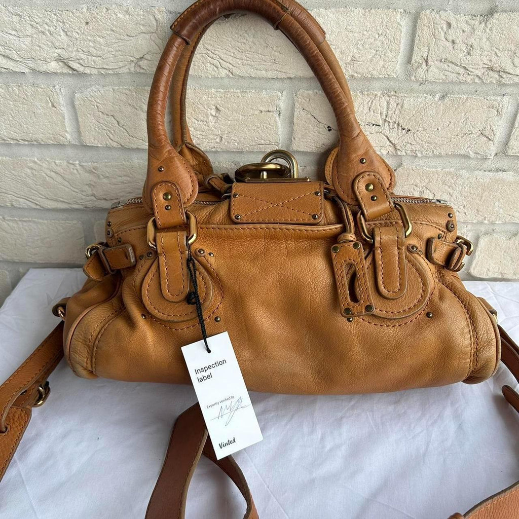 🌺🩷 PreOwned 2000s vintage Chloe Paddington handbag in tan brown leather with long cross body/ shoulder strap (detachable).🍂✨ 🤎🌆