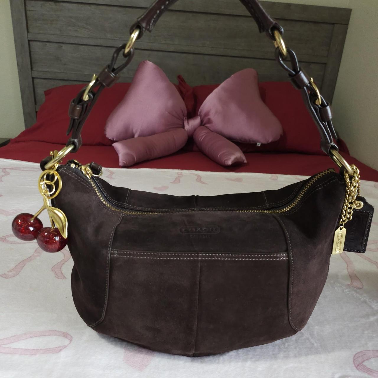 🌺🩷 Y2K Vintage Coach Soho Brown Gold Suede Shoulder Bag Purse🤎🌆 🤎🌆